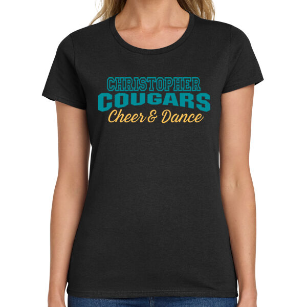 Cougars Cheer & Dance - Ladies Heavy Cotton 100% Cotton T Shirt Thumbnail