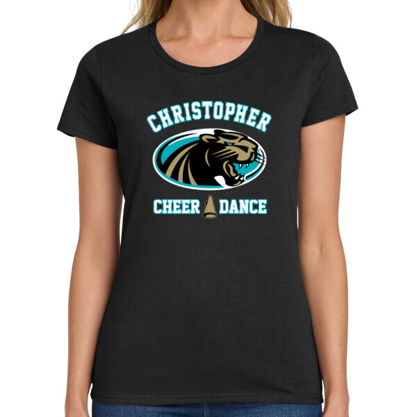 Christopher Cheer and Dance - Ladies Heavy Cotton 100% Cotton T Shirt Thumbnail