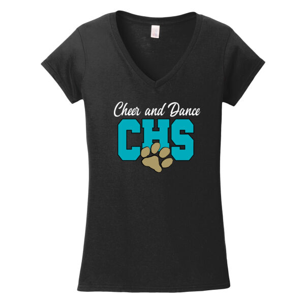 Christopher Cheer & Dance CHS - Softstyle Ladies Fit V Neck T Shirt Thumbnail
