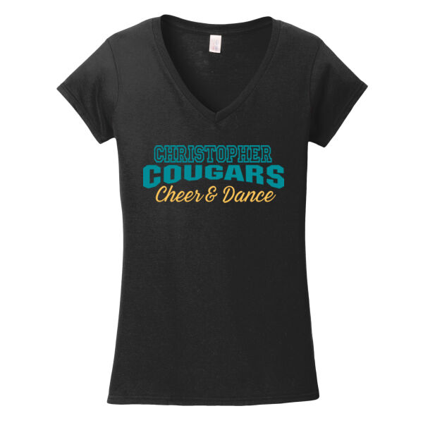 Christopher Cheer & Dance - Softstyle Ladies Fit V Neck T Shirt Thumbnail