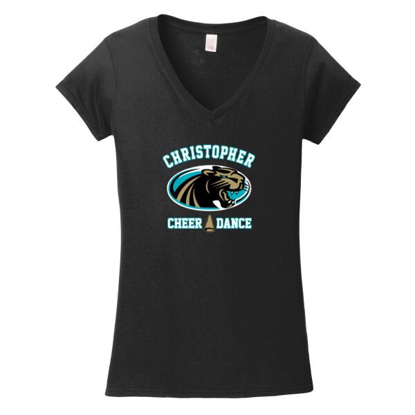 Christopher Cheer and Dance - Softstyle Ladies Fit V Neck T Shirt Thumbnail