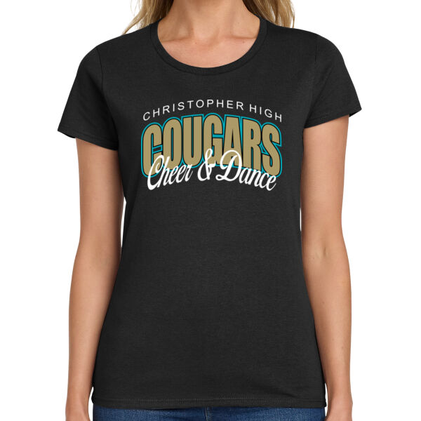 Christopher Cougars Cheer and Dance - Ladies Heavy Cotton 100% Cotton T Shirt Thumbnail