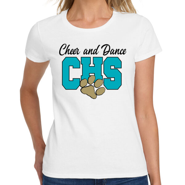 Christopher Cheer & Dance CHS - White Ladies Heavy Cotton 100% Cotton T Shirt Thumbnail