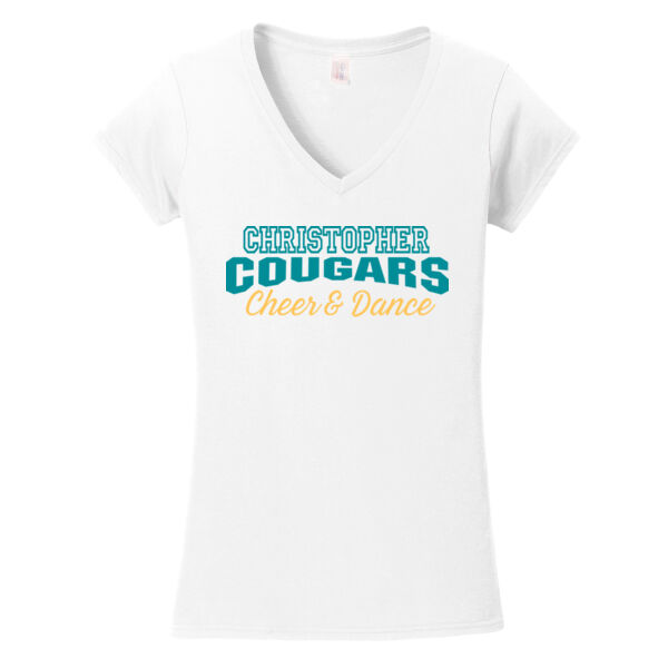 Christopher Cheer & Dance - Softstyle Ladies Fit V Neck T Shirt 3 Thumbnail