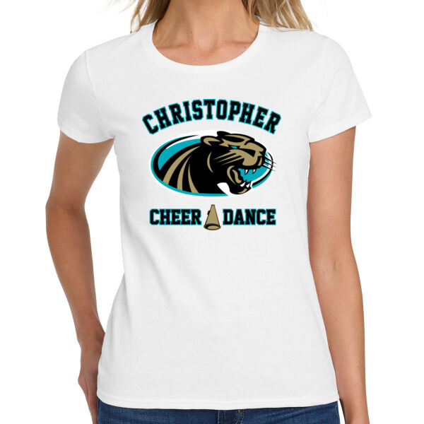 Christopher Cheer and Dance - White Ladies Heavy Cotton 100% Cotton T Shirt Thumbnail