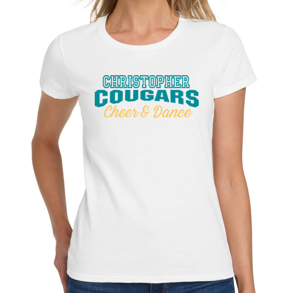 Christopher Cheer & Dance CHS - White Ladies Heavy Cotton 100% Cotton T Shirt 3 Thumbnail