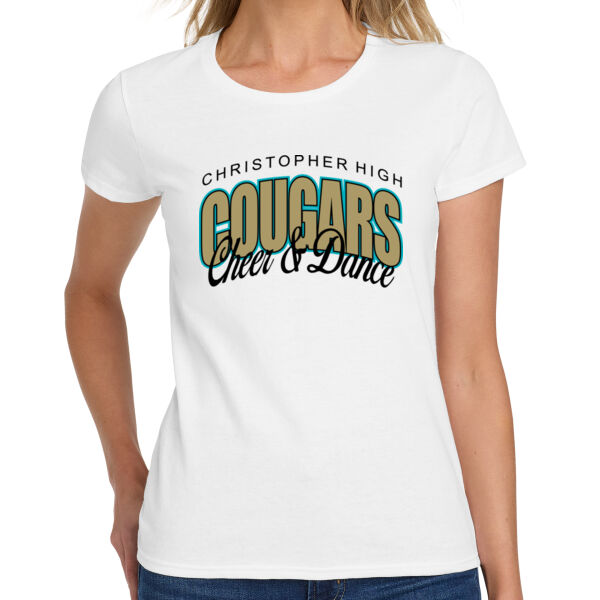 Christopher Cheer & Dance - White Ladies Heavy Cotton 100% Cotton T Shirt 4 Thumbnail