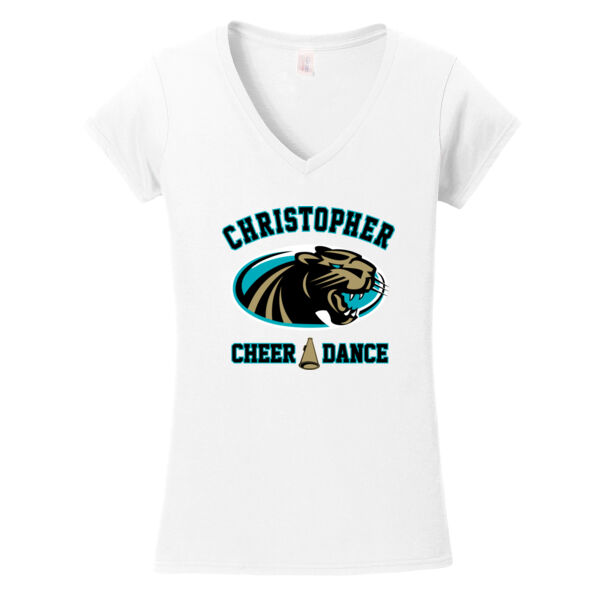 Christopher Cheer & Dance - Softstyle Ladies Fit V Neck T Shirt 3 3 Thumbnail